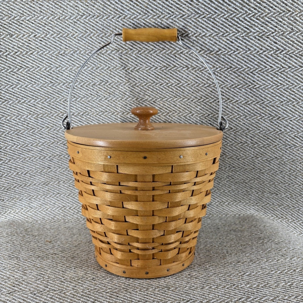 Longaberger Classic "Autumn Pail" Basket With Lid & Plastic Liner 2002